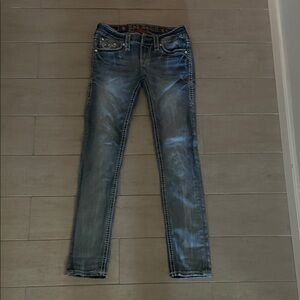 Rock Revival Jens low rise Women's Distressed Blue Skinny Jeans 25